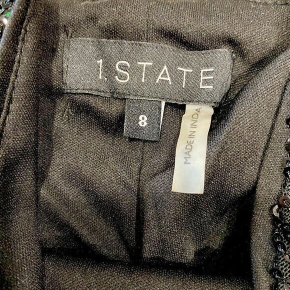 1.STATE Black Sequin Mini Dress Size 8 NWT Party Holiday Cocktail Glam - Picture 13 of 14